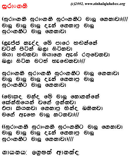 Lyrics : Suranganita Malu Genawa - Grecian Ananda